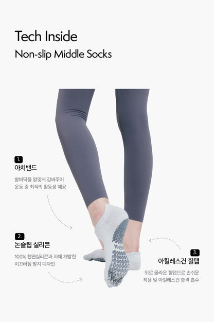 Full Toe Socks | ProGrip™ - Light Grey